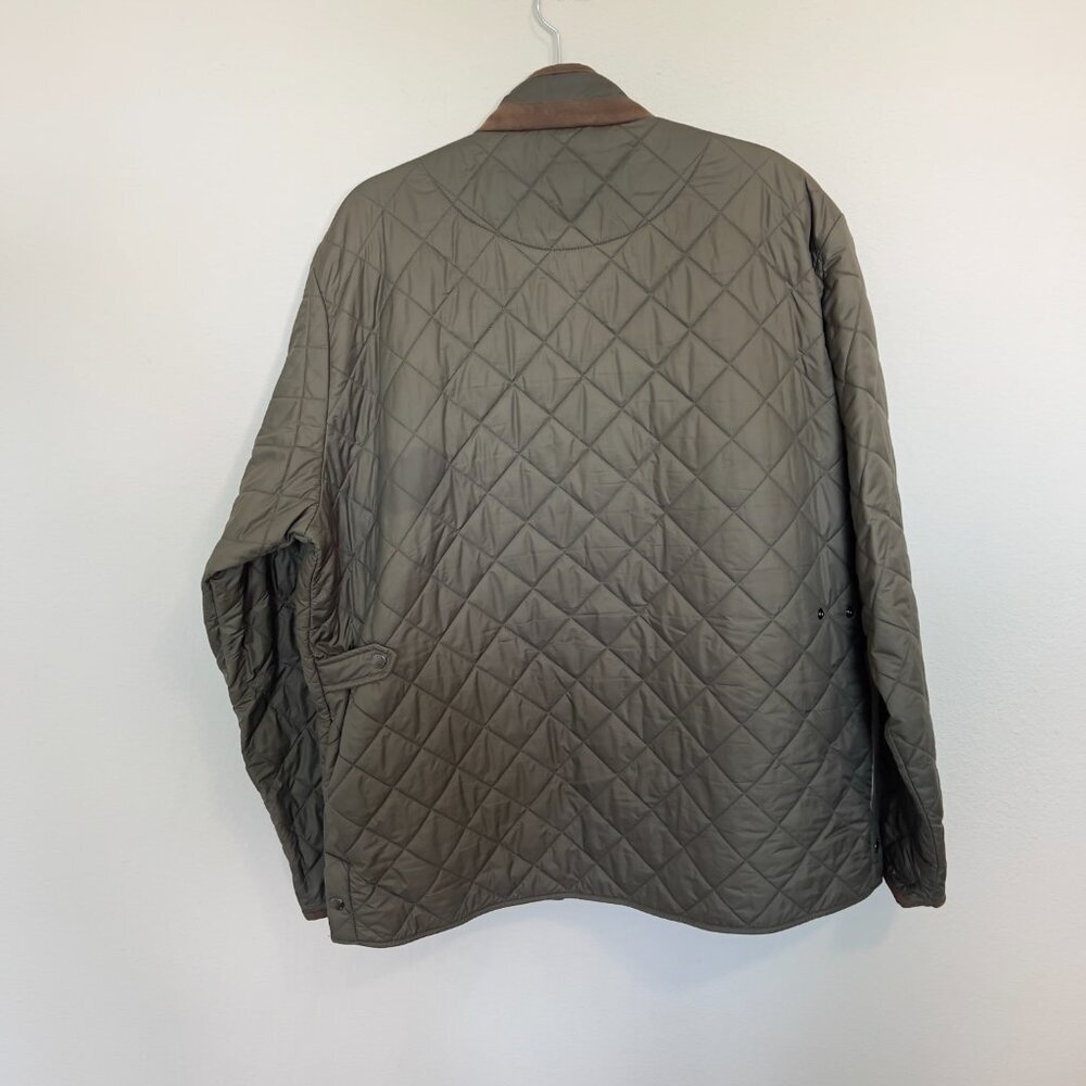EUC Peter Millar Olive Green Quilted Jacket with Brown Trim-XXL - Picture 3 of 7